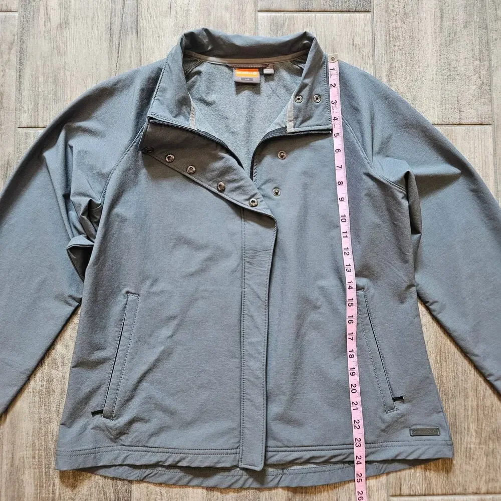 Merrell Softshell Jacket Womens Size L Grey Collared‎ Full Zip Snaps Pockets
